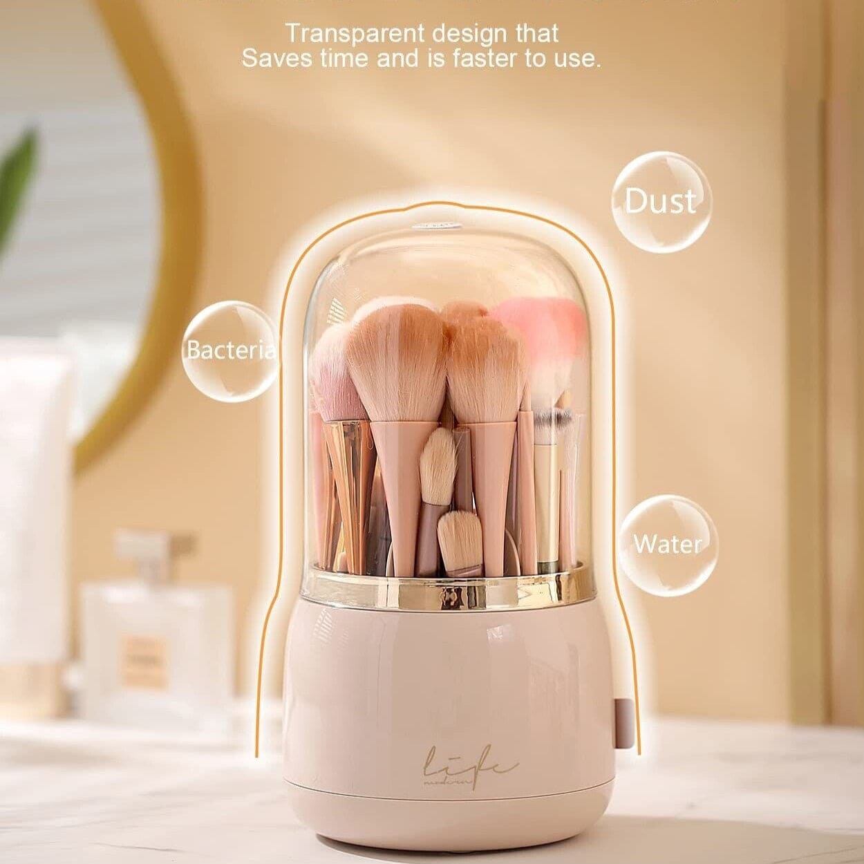 Fancy 360° Rotating Makeup Brushes Holder, Portable Desktop Makeup Brush Organizer With Lid, Desktop Makeup Brush Storage Bucket, Lipstick Eyebrow Pencil Holder, Vanity Dressing Table Brush Display Box, Acrylic Dust Free Waterproof Makeup Container Fancy 360° Rotating Makeup Brushes Holder, Portable Desktop Makeup Brush Organizer With Lid, Desktop Makeup Brush Storage Bucket, Lipstick Eyebrow Pencil Holder, Vanity Dressing Table Brush Display Box, Acrylic Dust Free Waterproof Makeup Container